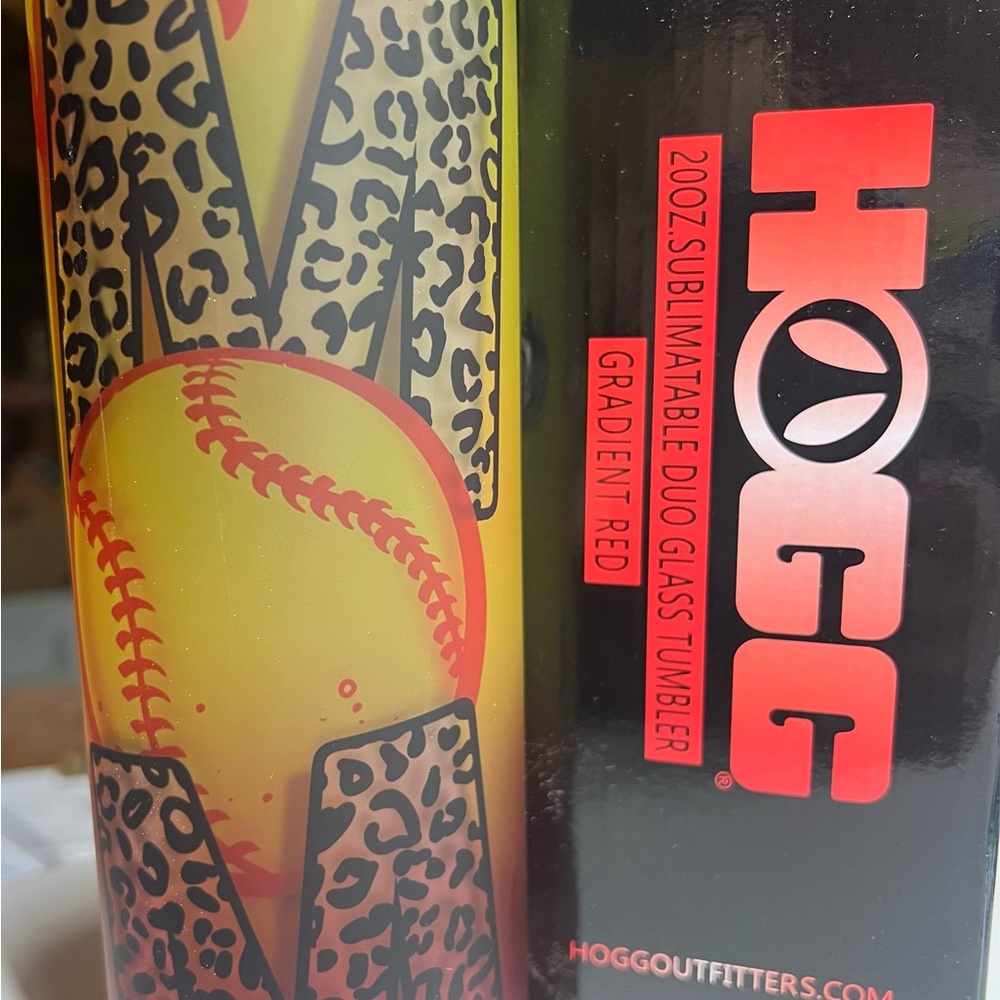 20oz Gradient Red Glass Sublimation Softball Mom